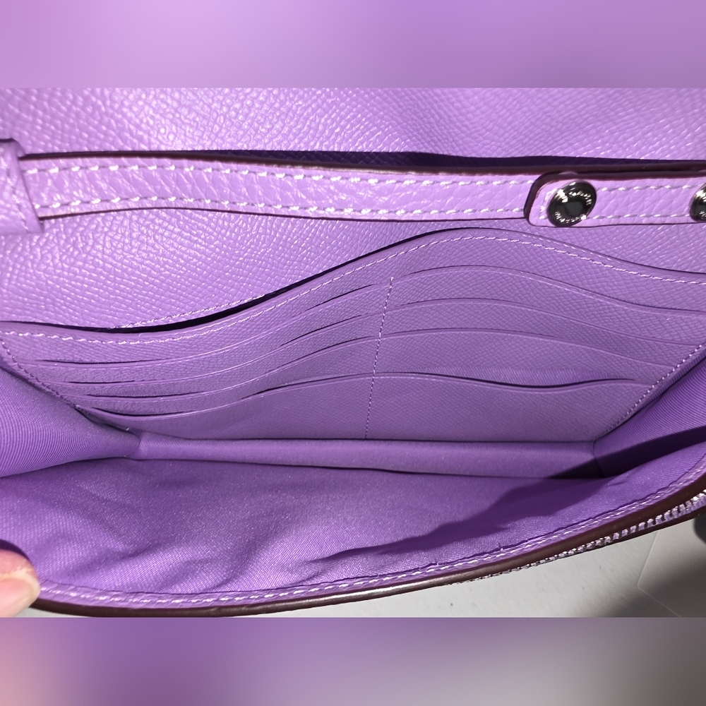 Coach Lavender Pebbled Leather Crossbody Clutch - Picture 3 of 11